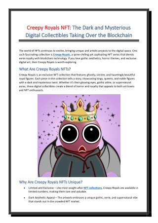 Creepy Royals NFT The Dark and Mysterious Digital Collectibles Taking Over the Blockchain