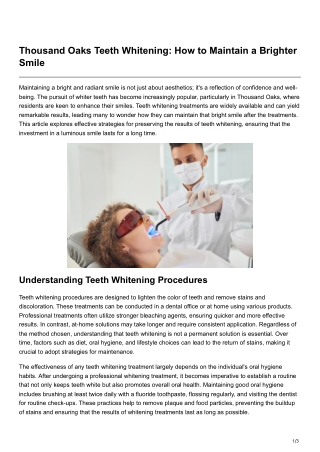 Thousand Oaks Teeth Whitening How to Maintain a Brighter Smile