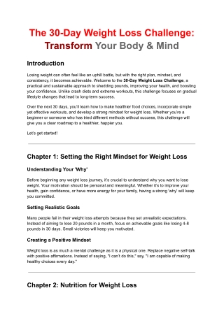 The 30-Day Weight Loss Challenge Transform Your Body & Mind