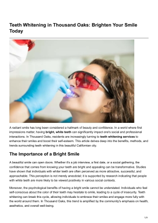 Teeth Whitening in Thousand Oaks Brighten Your Smile Today