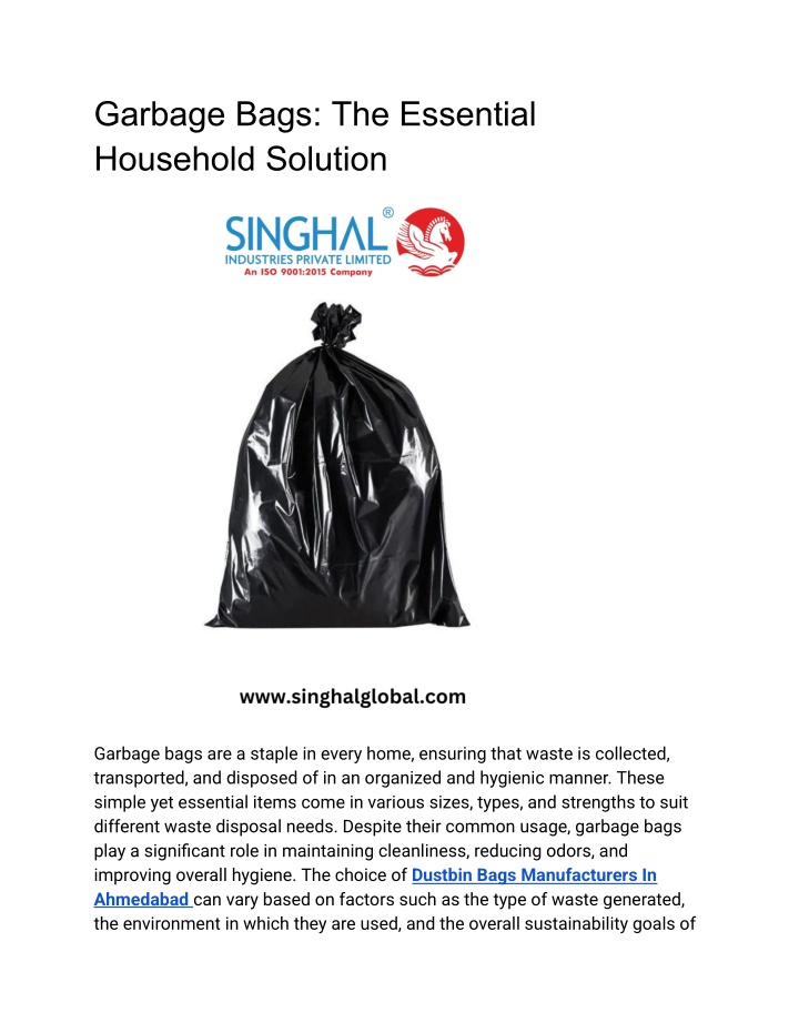 garbage bags the essential household solution