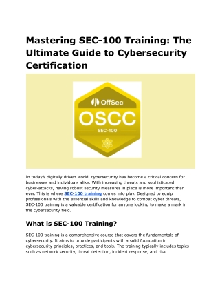mastering sec 100 training the ultimate guide