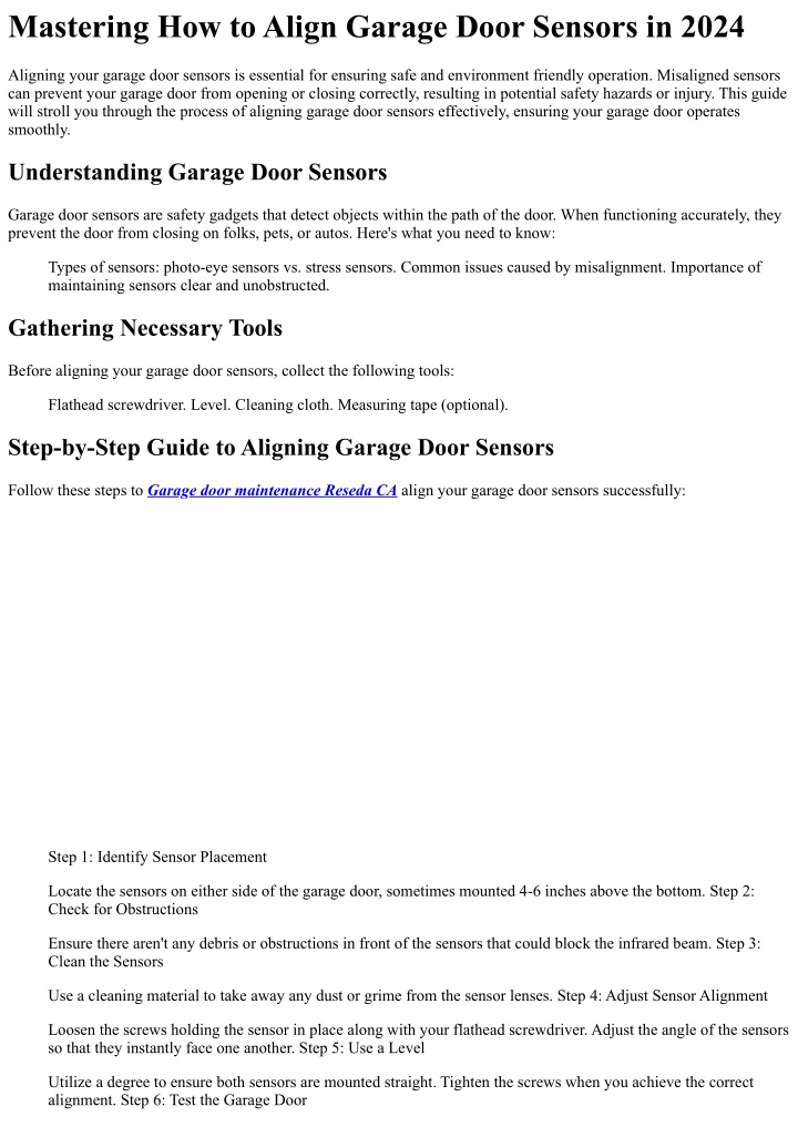 mastering how to align garage door sensors in 2024