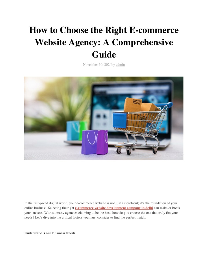 how to choose the right e commerce website agency