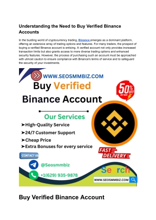 The Role of Buying Verified Binance Account