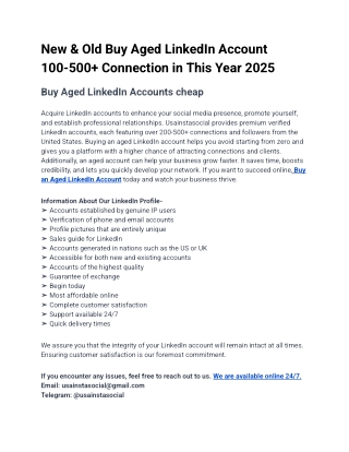 New & Old Buy Aged LinkedIn Account 200-500  Connection in 2025