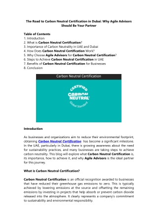The Road to Carbon Neutral Certification in Dubai