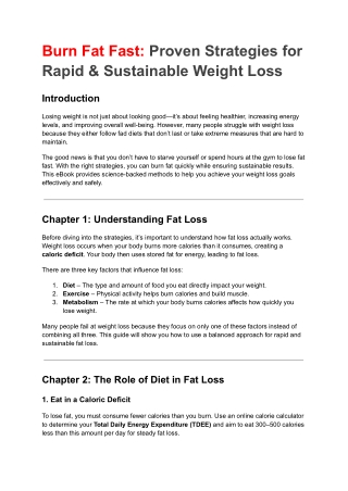 Burn Fat Fast Proven Strategies for Rapid & Sustainable Weight Loss