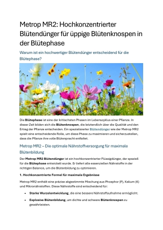 Metrop MR2 Hochkonzentrierter Bl&uuml_tend&uuml_nger f&uuml_r &uuml_ppige Bl&uuml_tenknospen in der Bl&uuml_tephase