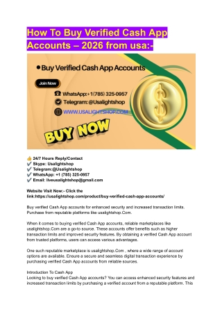 How To Buy Verified Cash App Accounts – 2026 from usa_-