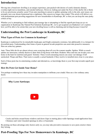 “Pest-Proofing Tips For New Homeowners In Kamloops, BC”