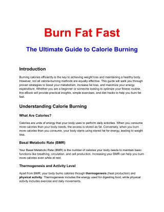 Burn Fat Fast : The Ultimate Guide to Calorie Burning