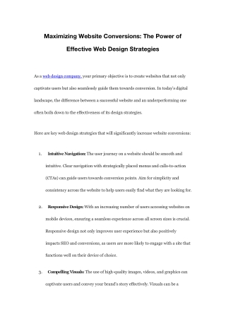Maximizing Website Conversions The Power of Effective Web Design Strategies