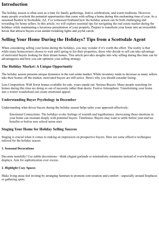 “Selling Your Home During the Holidays? Tips from a Scottsdale Agent”