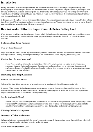 How to Conduct Effective Buyer Research Before Selling Land