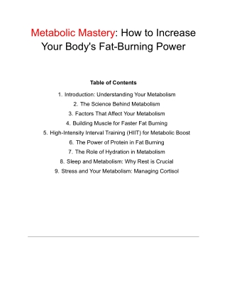 Metabolic Mastery How to Increase Your Body's Fat-Burning Power