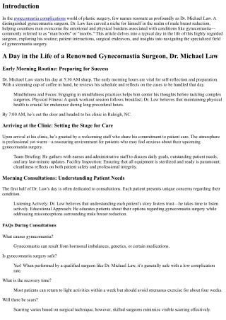 A Day in the Life of a Renowned Gynecomastia Surgeon, Dr. Michael Law