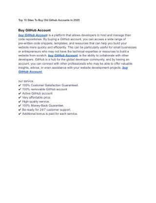 Top 10 Sites To Buy Old Github Accounts In 2025