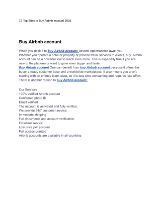 72 Top Sites to Buy Airbnb account 2025