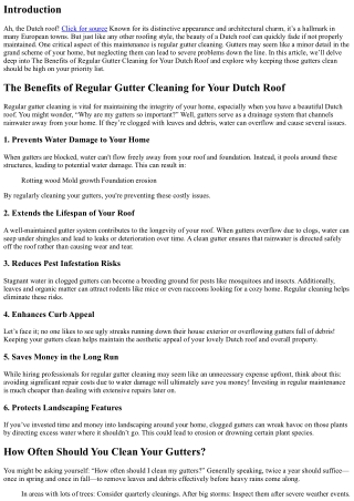 “The Benefits of Regular Gutter Cleaning for Your Dutch Roof”