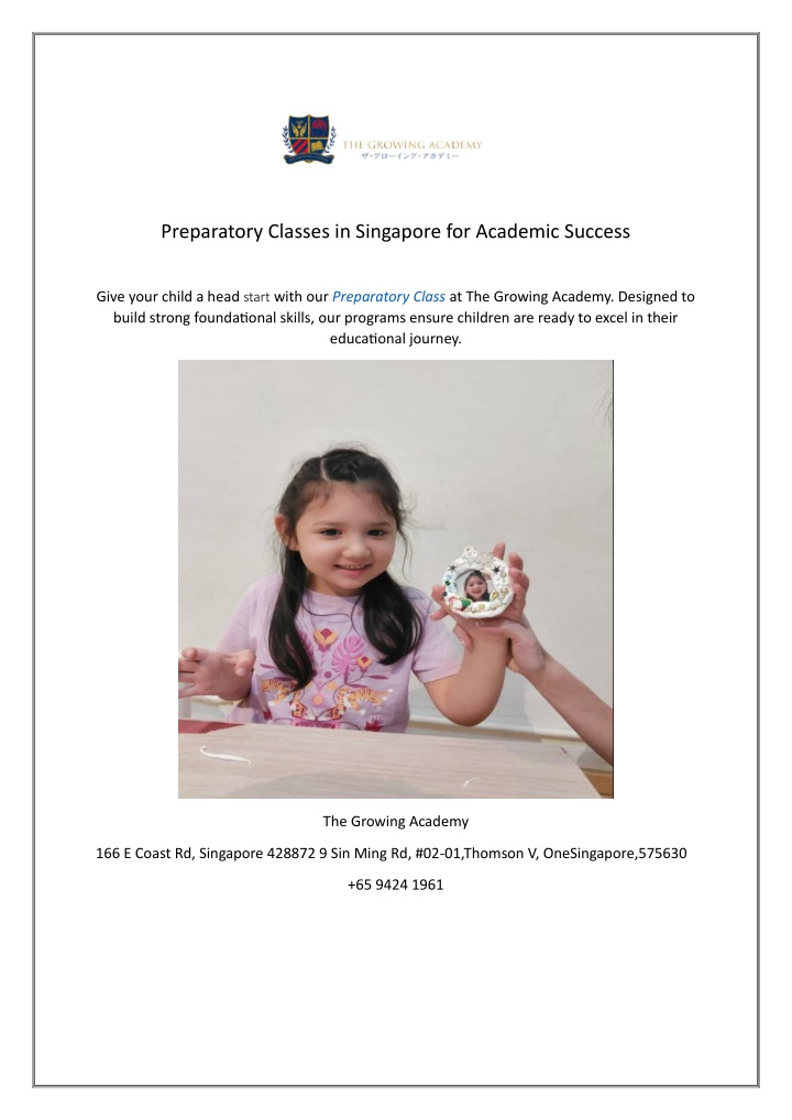 preparatory classes in singapore for academic