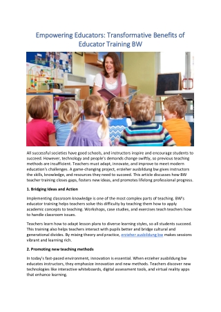 Empowering Educators - Transformative Benefits of Educator Training BW