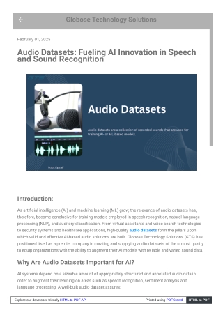 Audio Datasets Fueling AI Innovation in Speech and Sound Recognition