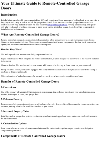 your ultimate guide to remote controlled garage
