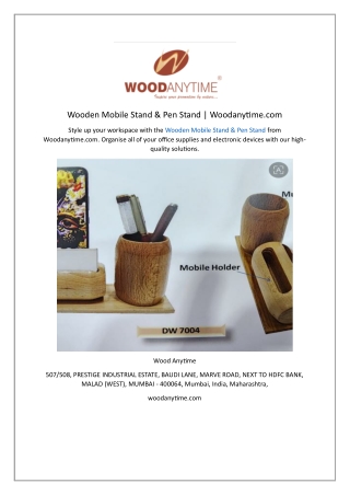 Wooden Mobile Stand & Pen Stand | Woodanytime.com