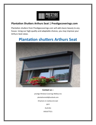 Plantation Shutters Arthurs Seat  Prestigecoverings.com