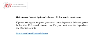 Gate Access Control Systems Lebanon Ke.karamelectronics.com