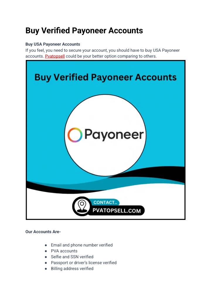 buy verified payoneer accounts