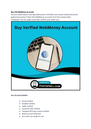 Best site to Buy USA WebMoney Accounts