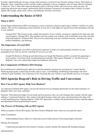 “SEO Agencija Beograd’s Role in Driving Traffic and Conversions”