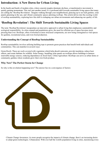 “‘Rooftop Revolution’: The Shift Towards Sustainable Living Spaces”