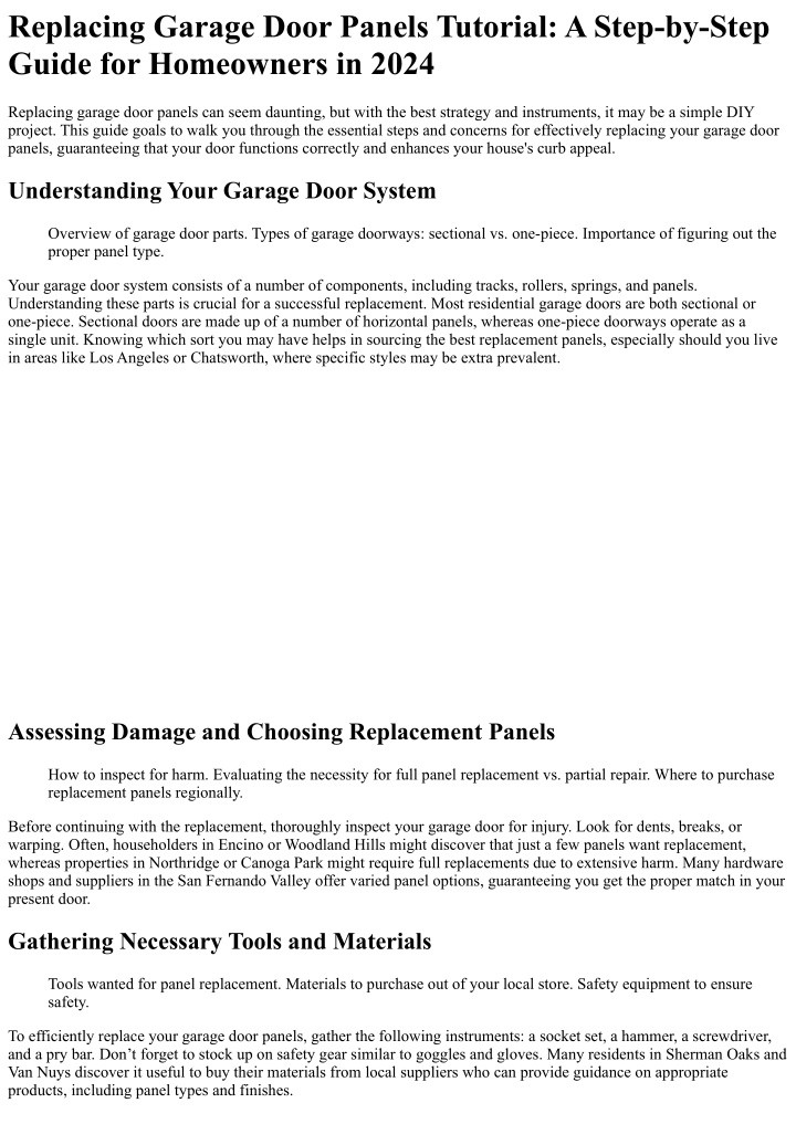 replacing garage door panels tutorial a step