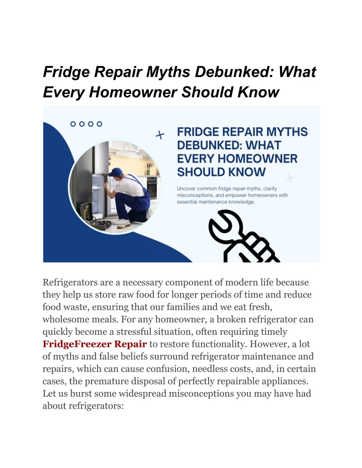 fridge repair myths debunked what every homeowner