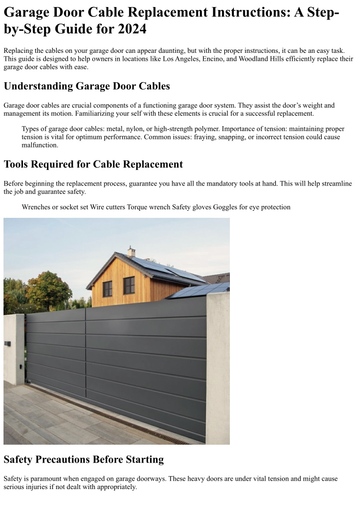 garage door cable replacement instructions a step