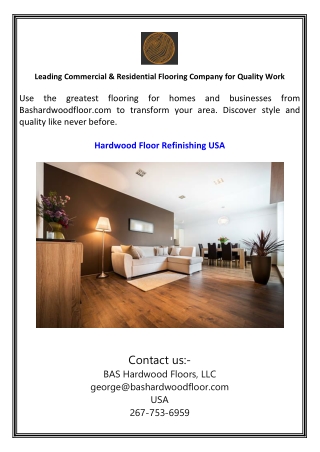 Hardwood Floor Refinishing USA