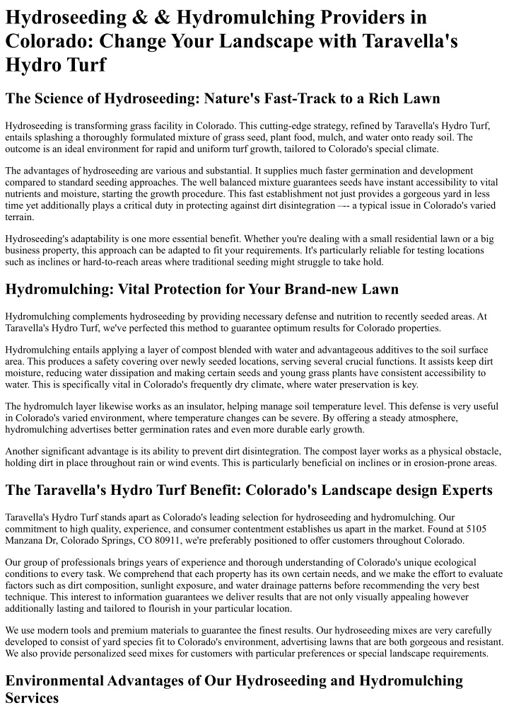 hydroseeding hydromulching providers in colorado