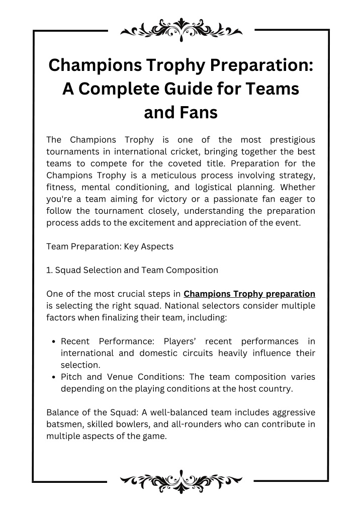 champions trophy preparation a complete guide