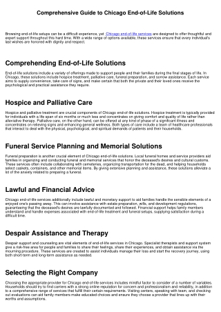 Comprehensive Guide to Chicago End-of-Life Services