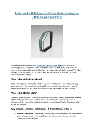 bulletproof bullet resistant glass understanding