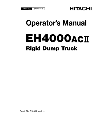 HITACHI EH4000ACⅡ Rigid Dump Truck Operator Manual Instant Download