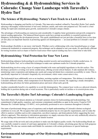 Taravellas Hydro Turf