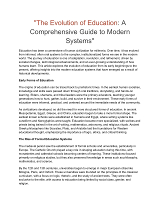 The Evolution of Education A Comprehensive Guide to Modern Systems