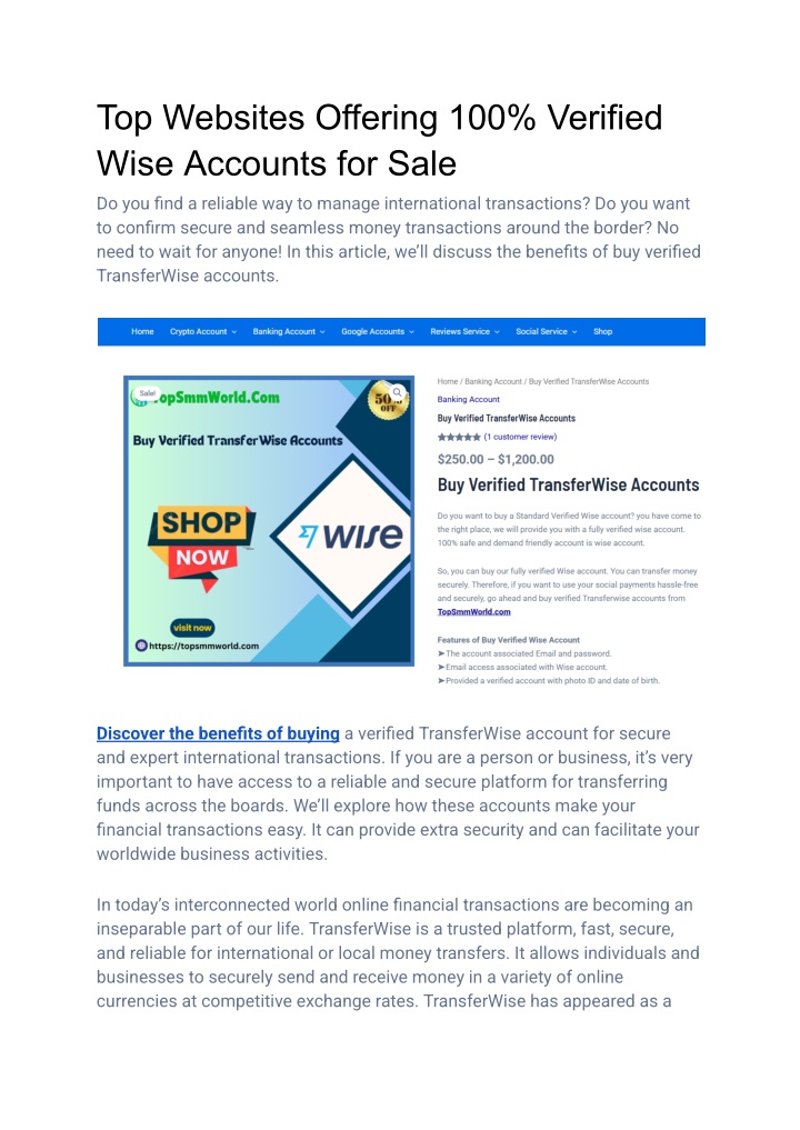top websites offering 100 verified wise accounts