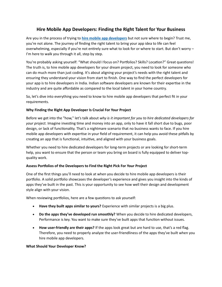 hire mobile app developers finding the right