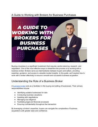 A Guide to Working with Brokers for Business Purchases