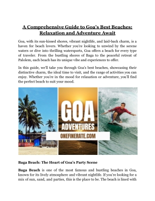 A Comprehensive Guide to Goa’s Best Beaches_ Relaxation and Adventure Await